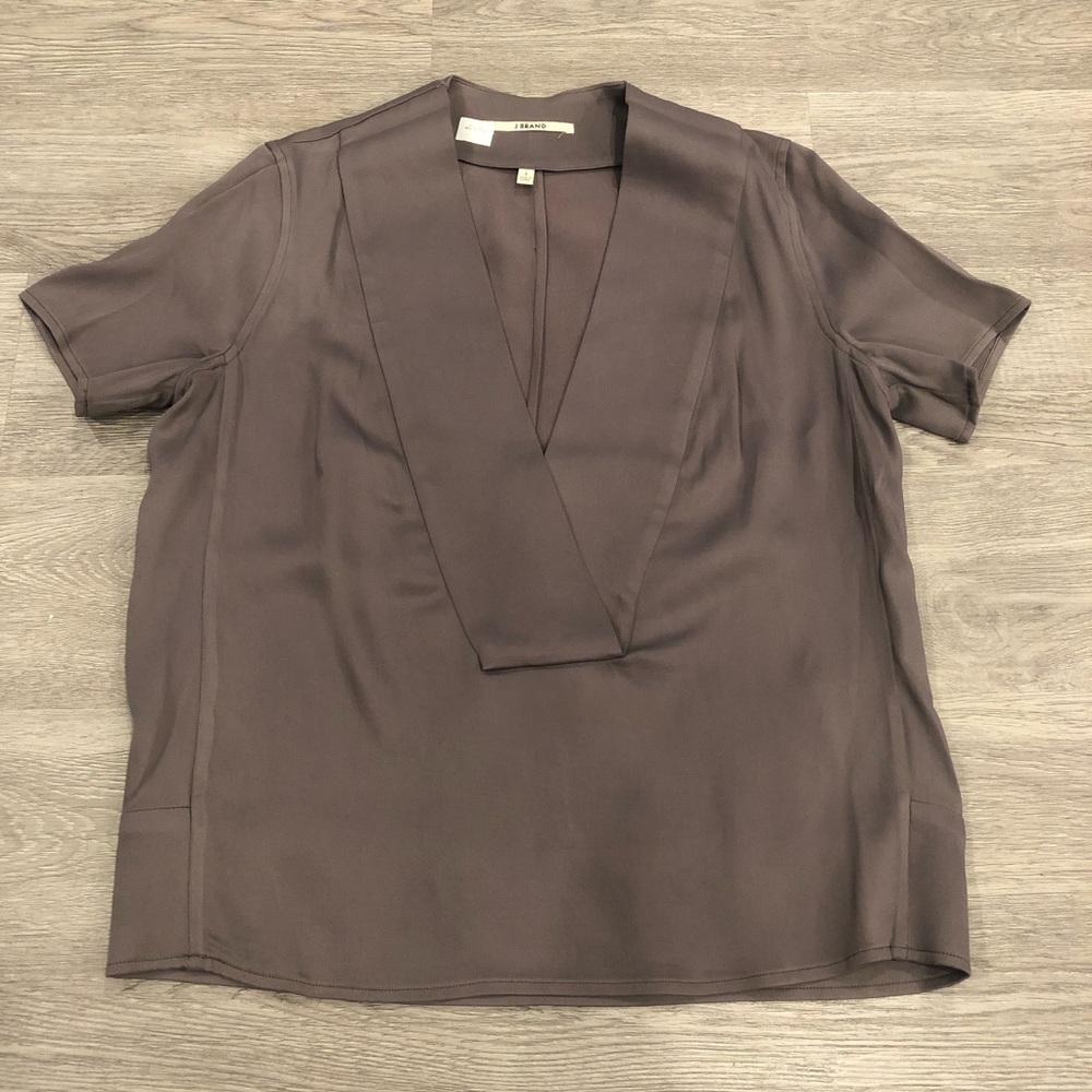 J Brand Linen Blend Deep V Neck Top Size S
